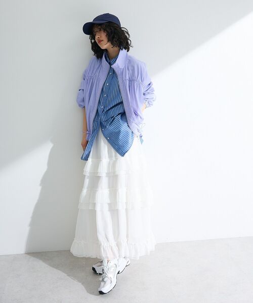 ELENCARE DUE（エレンカーレデュエ）の「・ELENCARE DUE プリーツフリルシアースカート（スカート・レディース・ブラック/オフホワイト/グレー・FREE）」の8枚目の写真