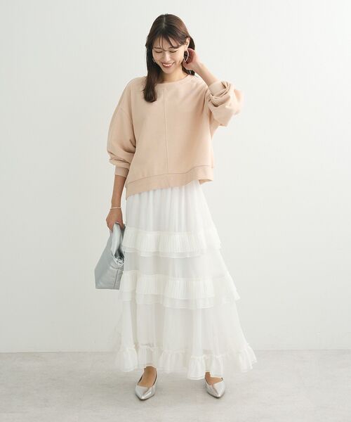 ELENCARE DUE（エレンカーレデュエ）の「・ELENCARE DUE プリーツフリルシアースカート（スカート・レディース・ブラック/オフホワイト/グレー・FREE）」の10枚目の写真