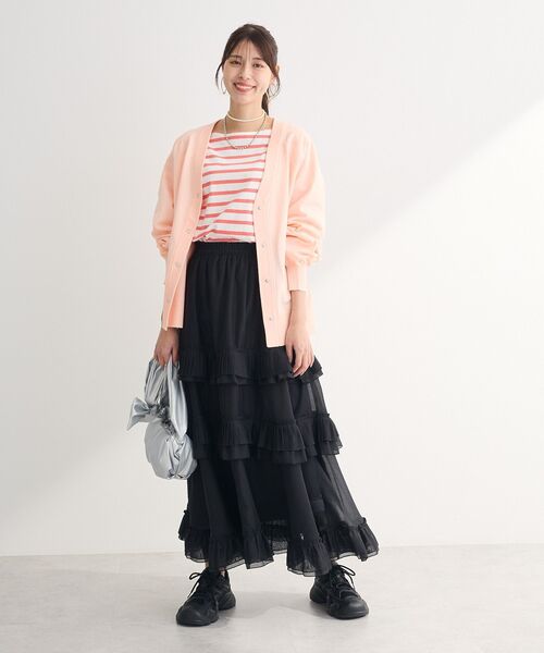 ELENCARE DUE（エレンカーレデュエ）の「・ELENCARE DUE プリーツフリルシアースカート（スカート・レディース・ブラック/オフホワイト/グレー・FREE）」の12枚目の写真