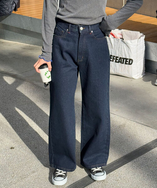 CIAOPANIC(チャオパニック)の「【cian denim/シアンデニム】ハイウエストルーズストレートデニム#001(デニムパンツ・レディース・インディゴブルー/ブルー・SMALL/MEDIUM/X-SMALL)」の1枚目の写真