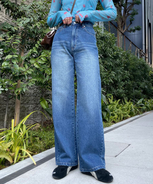 CIAOPANIC(チャオパニック)の「【cian denim/シアンデニム】ハイウエストルーズストレートデニム#001(デニムパンツ・レディース・インディゴブルー/ブルー・SMALL/MEDIUM/X-SMALL)」の3枚目の写真