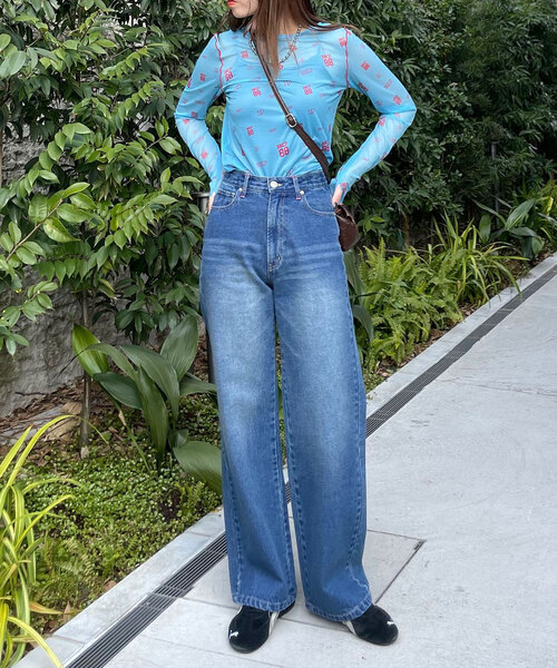CIAOPANIC(チャオパニック)の「【cian denim/シアンデニム】ハイウエストルーズストレートデニム#001(デニムパンツ・レディース・インディゴブルー/ブルー・SMALL/MEDIUM/X-SMALL)」の7枚目の写真