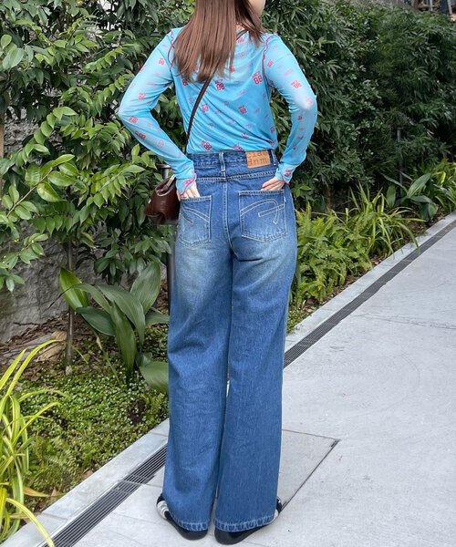 CIAOPANIC(チャオパニック)の「【cian denim/シアンデニム】ハイウエストルーズストレートデニム#001(デニムパンツ・レディース・インディゴブルー/ブルー・SMALL/MEDIUM/X-SMALL)」の9枚目の写真