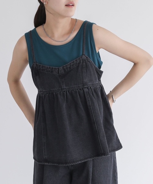 n'OrLABEL（ノアールレーベル）の「『デニムキャミソール』（キャミソール・レディース・ブラック/ネイビー・2/1）」の2枚目の写真