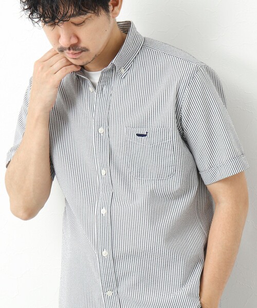 NOLLEY’S（ノーリーズ）の「【PrimeFlex DotAir】《吸水速乾》ストレッチ クジラ BD S/S 25SS（シャツ/ブラウス・メンズ・グレイッシュブルー/ブルー系その他/ネイビー/グレー系その他・S/M/L/XL）」の2枚目の写真