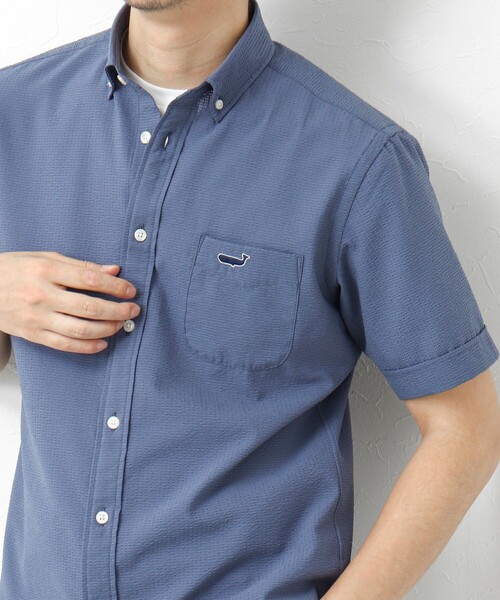 NOLLEY’S（ノーリーズ）の「【PrimeFlex DotAir】《吸水速乾》ストレッチ クジラ BD S/S 25SS（シャツ/ブラウス・メンズ・グレイッシュブルー/ブルー系その他/ネイビー/グレー系その他・S/M/L/XL）」の5枚目の写真