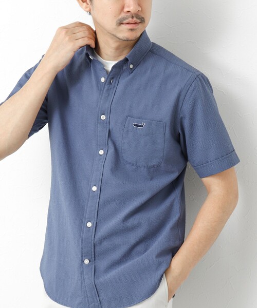 NOLLEY’S（ノーリーズ）の「【PrimeFlex DotAir】《吸水速乾》ストレッチ クジラ BD S/S 25SS（シャツ/ブラウス・メンズ・グレイッシュブルー/ブルー系その他/ネイビー/グレー系その他・S/M/L/XL）」の6枚目の写真