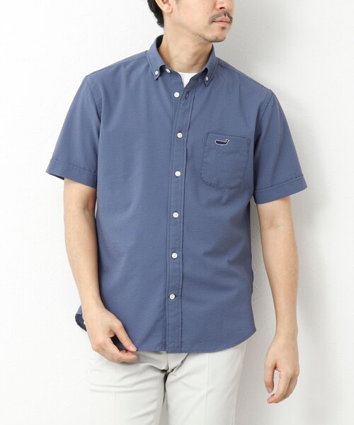 NOLLEY’S（ノーリーズ）の「【PrimeFlex DotAir】《吸水速乾》ストレッチ クジラ BD S/S 25SS（シャツ/ブラウス・メンズ・グレイッシュブルー/ブルー系その他/ネイビー/グレー系その他・S/M/L/XL）」の7枚目の写真