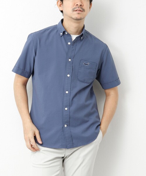 NOLLEY’S（ノーリーズ）の「【PrimeFlex DotAir】《吸水速乾》ストレッチ クジラ BD S/S 25SS（シャツ/ブラウス・メンズ・グレイッシュブルー/ブルー系その他/ネイビー/グレー系その他・S/M/L/XL）」の8枚目の写真
