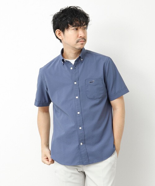 NOLLEY’S（ノーリーズ）の「【PrimeFlex DotAir】《吸水速乾》ストレッチ クジラ BD S/S 25SS（シャツ/ブラウス・メンズ・グレイッシュブルー/ブルー系その他/ネイビー/グレー系その他・S/M/L/XL）」の9枚目の写真