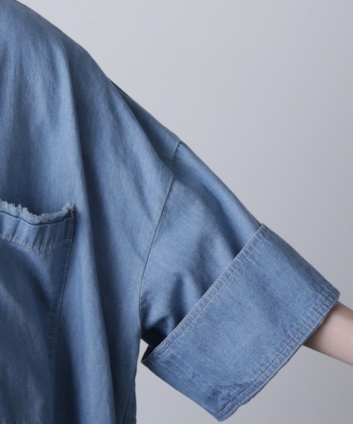 ROSE BUD(ローズバッド)の「(GENE HEAVENS)FRINGE POCKET DENIM SHIRT DRESS(ワンピース・レディース・ブルー/ブラック・ONE SIZE)」の10枚目の写真