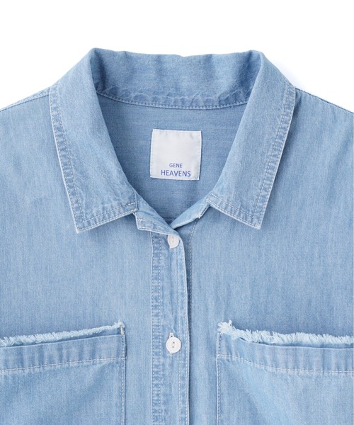 ROSE BUD(ローズバッド)の「(GENE HEAVENS)FRINGE POCKET DENIM SHIRT DRESS(ワンピース・レディース・ブルー/ブラック・ONE SIZE)」の16枚目の写真
