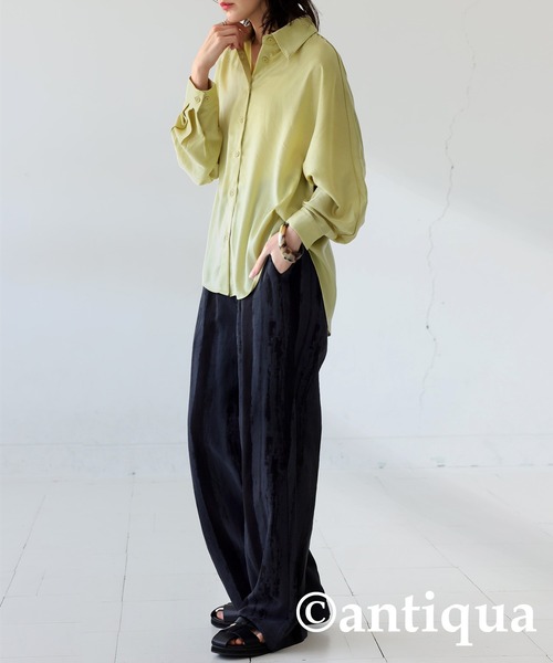 アンティカ シボシャツ\"ツヤと品の良さを纏う。\" 一枚で映える『シボ感シャツ』 シボ感シャツ（シャツ/ブラウス）｜antiqua（アンティカ）の