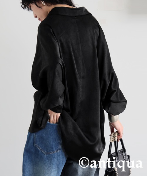 antiqua(アンティカ)の「シボ感シャツ(シャツ/ブラウス・レディース・ライム/ホワイト/ブラック/ブルー・ONESIZE)」の18枚目の写真