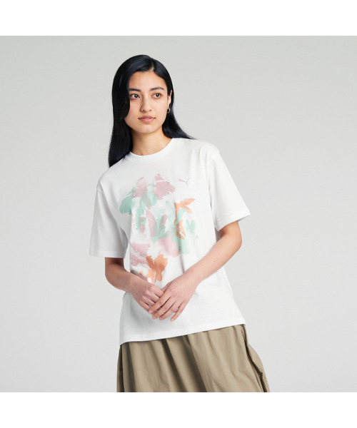 PUMA(プーマ)の「PUMA プーマ ウィメンズ サマー MX グラフィック 半袖 Tシャツ(Tシャツ/カットソー・レディース・ブルー系その他/ホワイト/ホワイト系その他5・SMALL/X-LARGE/MEDIUM/LARGE)」の1枚目の写真