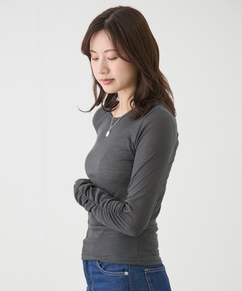 Jayro(ジャイロ)の「袖シャーリングトップス(Tシャツ/カットソー・レディース・チャコールグレー/ブラック/ホワイト系その他・M)」の22枚目の写真