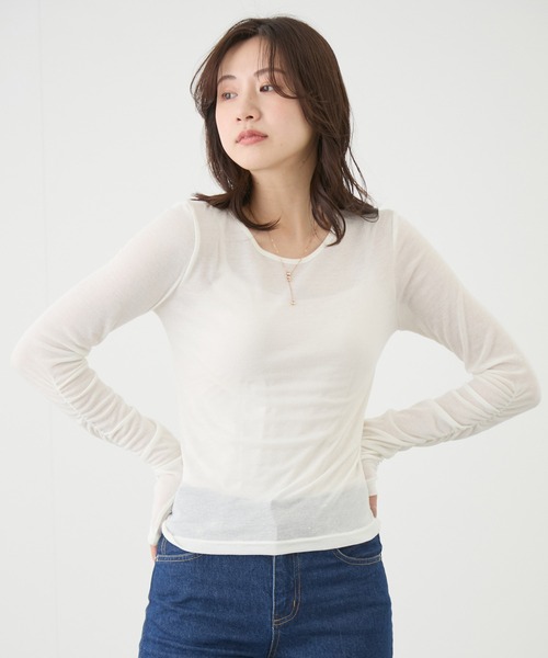 Jayro(ジャイロ)の「袖シャーリングトップス(Tシャツ/カットソー・レディース・チャコールグレー/ブラック/ホワイト系その他・M)」の17枚目の写真