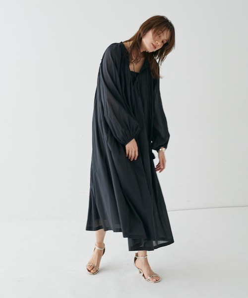 ＊現行【ヌキテパ】コットンボイル　ギャザー　ワンピース　レース　ライラック Cotton Voile Gather Dress | Pasand by ne Quittez pas