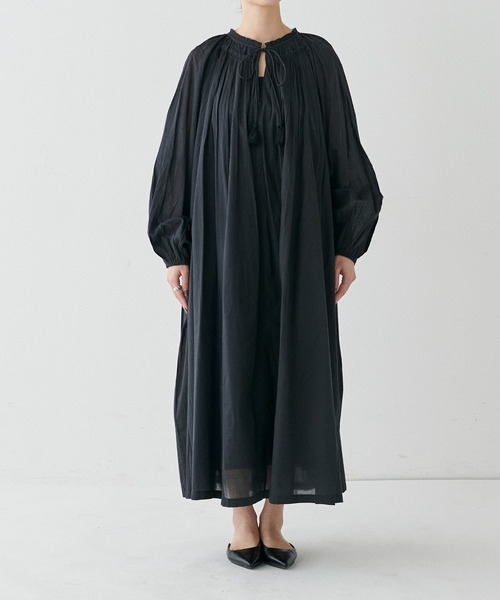 SALE！新品未使用　LARUTA コットンボイルギャザーワンピース　ブラウン LARUTA｜コットンボイルギャザーワンピース | Rakuten Fashion