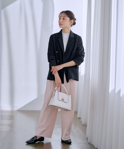 COHINA パンツスーツ ダブルクロスウォッシャブルテーパードパンツ【低