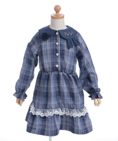 axes femme（アクシーズファム）の「うさぎ襟チェック柄ワンピース（ワンピース・キッズ・ピンク/ブルー・MEDIUM/LARGE/X-LARGE）」の12枚目の写真