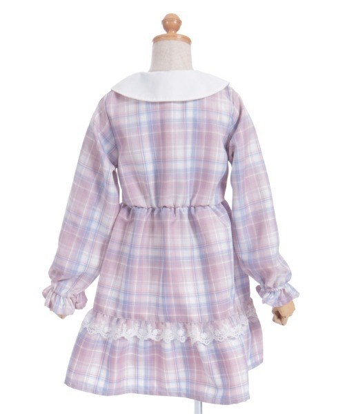 axes femme（アクシーズファム）の「うさぎ襟チェック柄ワンピース（ワンピース・キッズ・ピンク/ブルー・MEDIUM/LARGE/X-LARGE）」の4枚目の写真