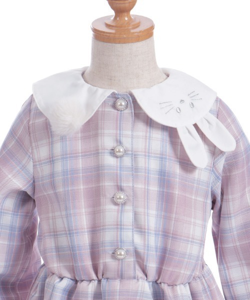 axes femme（アクシーズファム）の「うさぎ襟チェック柄ワンピース（ワンピース・キッズ・ピンク/ブルー・MEDIUM/LARGE/X-LARGE）」の5枚目の写真