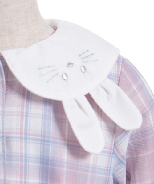 axes femme（アクシーズファム）の「うさぎ襟チェック柄ワンピース（ワンピース・キッズ・ピンク/ブルー・MEDIUM/LARGE/X-LARGE）」の7枚目の写真