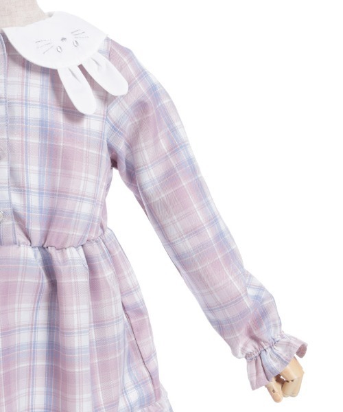 axes femme（アクシーズファム）の「うさぎ襟チェック柄ワンピース（ワンピース・キッズ・ピンク/ブルー・MEDIUM/LARGE/X-LARGE）」の11枚目の写真