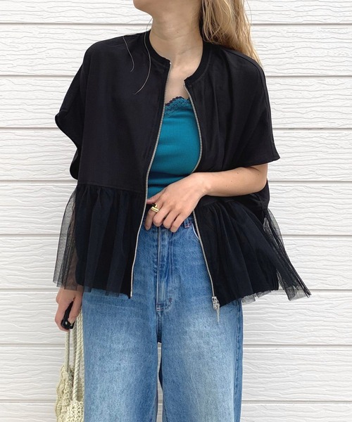 Q(キュー)の「バイカラーテレコタンク(タンクトップ・レディース・アイボリー/ピンク/エメラルド/ブラウン/チャコールグレー/ベージュ/パープル・MEDIUM)」の14枚目の写真