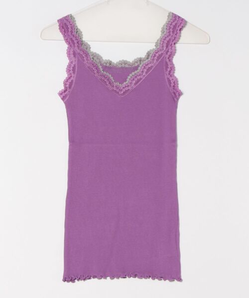 Q(キュー)の「バイカラーテレコタンク(タンクトップ・レディース・アイボリー/ピンク/エメラルド/ブラウン/チャコールグレー/ベージュ/パープル・MEDIUM)」の11枚目の写真