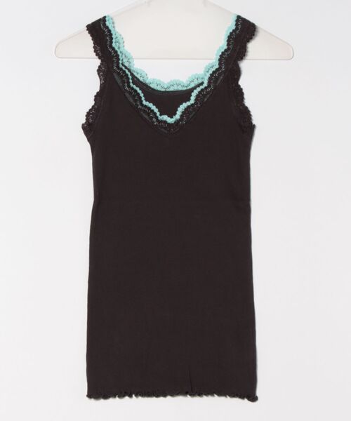 Q(キュー)の「バイカラーテレコタンク(タンクトップ・レディース・アイボリー/ピンク/エメラルド/ブラウン/チャコールグレー/ベージュ/パープル・MEDIUM)」の10枚目の写真