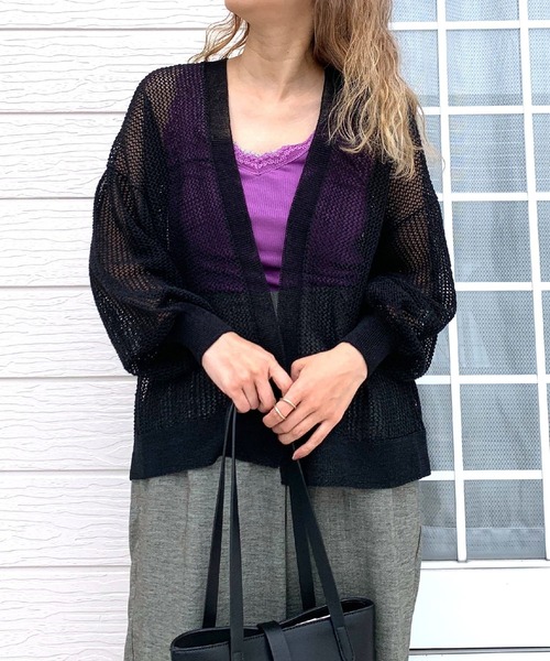 Q(キュー)の「バイカラーテレコタンク(タンクトップ・レディース・アイボリー/ピンク/エメラルド/ブラウン/チャコールグレー/ベージュ/パープル・MEDIUM)」の8枚目の写真