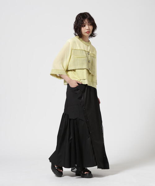 AULA AILA（アウラアイラ）の「AULA AILA/アウラアイラ/別注シャツスカート（スカート・レディース・ブラック/グレー・0）」の4枚目の写真