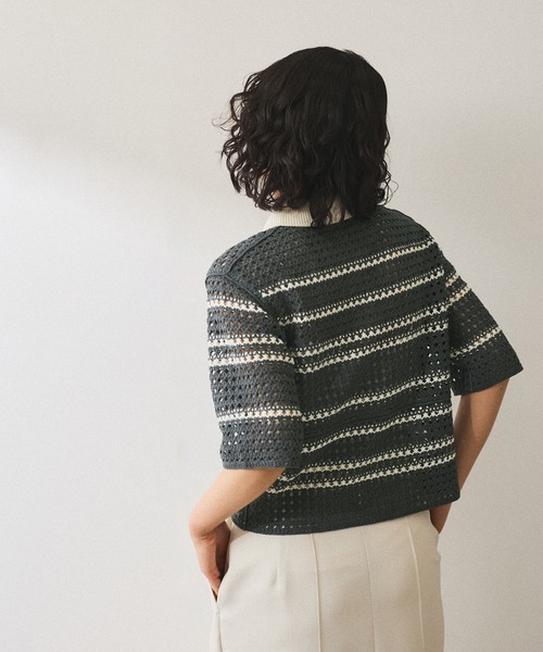 最終値下げ【新品】ROCHAS　ニットポロ セール】【WEB限定】クロシェニットポロ（ニット/セーター