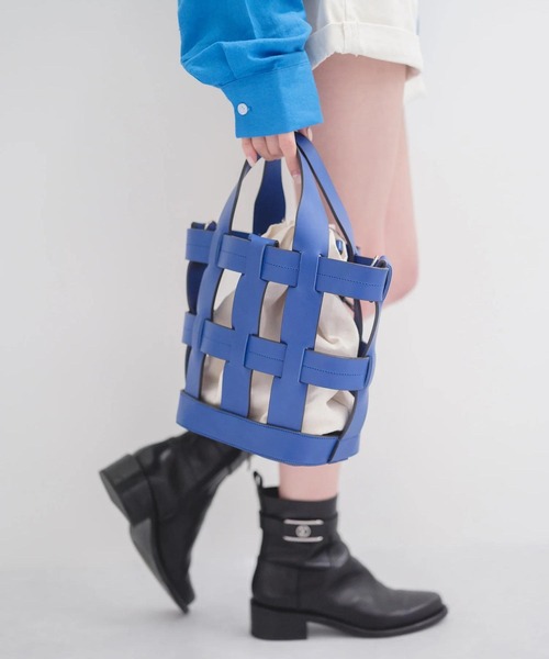 BLUE×PALANG（ブルーパラン）の「WOVEN BASKET BAG（ショルダーバッグ・レディース・ライトブルー/ダークブルー/ネイビー/ロイヤルブルー・FREE）」の6枚目の写真
