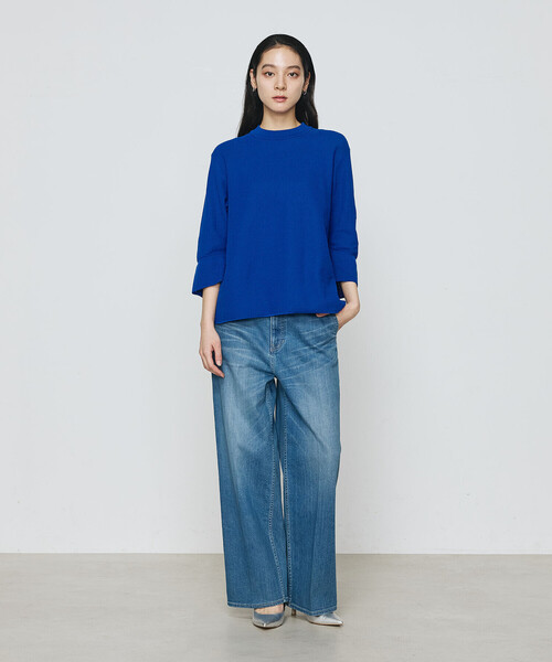 K.T KIYOKO TAKASE(キヨコタカセ)の「鹿の子編み袖 フリルプルオーバー(ニット/セーター・レディース・ネイビー/ブルー・11号/9号)」の15枚目の写真