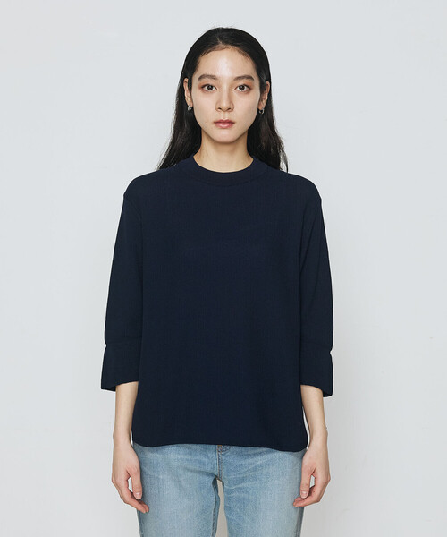 K.T KIYOKO TAKASE(キヨコタカセ)の「鹿の子編み袖 フリルプルオーバー(ニット/セーター・レディース・ネイビー/ブルー・11号/9号)」の8枚目の写真