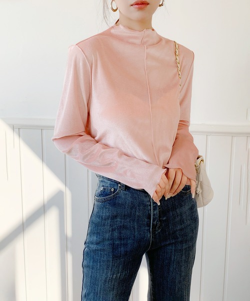 by LEGNA(バイレグナ)の「前後2WAYベロアトップス(Tシャツ/カットソー・レディース・ホワイト/ピンク/ブラック/グレイッシュベージュ/グレー・MEDIUM/LARGE)」の8枚目の写真