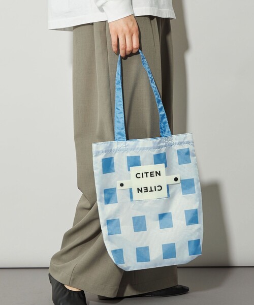 CITEN（シテン）の「＜CITEN＞くるくるパッチンジオメチェックS（エコバッグ/サブバッグ・レディース・ライトグレー/ライトブルー/シャーベット・FREE）」の3枚目の写真