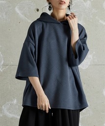 Soiunique | ふくれジャガードゆったりサイズフード付き半袖パーカー ［Soiunique］(パーカー)