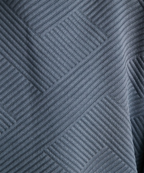 Soiunique（スワユニーク）の「ふくれジャガードゆったりサイズフード付き半袖パーカー ［Soiunique］（パーカー・レディース・ブラック/グレイッシュベージュ/ブルー・S～Ｍ/L～LL）」の18枚目の写真