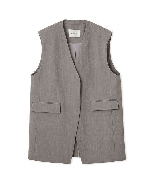 【新品・タグ付】mila Owen オーバーサイズノーカラーベスト 共ベルト付きオーバーサイズノーカラーベスト（その他アウター