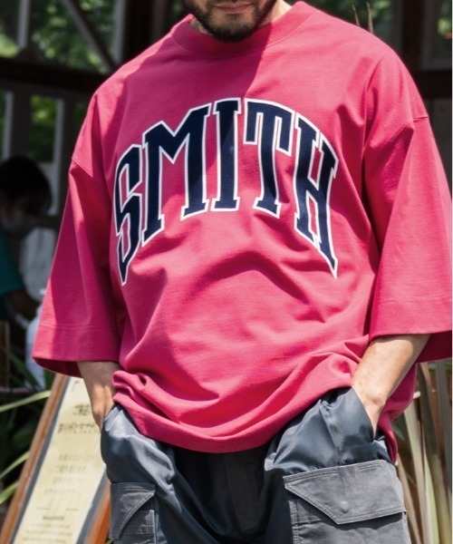 Sunny Smith（サニースミス）の「【SUNNY SMITH】 Heavy Smith School Logo SS Tee（Tシャツ/カットソー・メンズ・オフホワイト/チャコールグレー/レッド・FREE）」の3枚目の写真