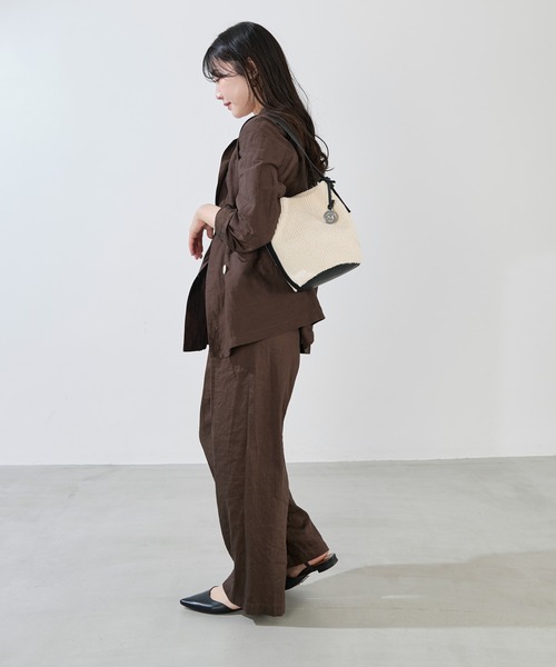 marco masi(マルコマージ)の「【MARCO MASI】ラフィア風ショルダーバケツバッグ-RAFFIA LIKE SHOULDER BAG(ショルダーバッグ・レディース・ベージュ/アイボリー・FREE)」の7枚目の写真