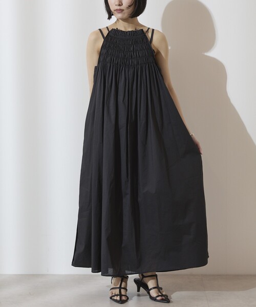 Firsthand(ファーストハンド)の「Firsthand/ファーストハンド ランニングスティッチングキャミワンピース / コットンボイルワンピース(ワンピース・レディース・ブルーグリーン/ブラック/ブルー・FREE)」の4枚目の写真