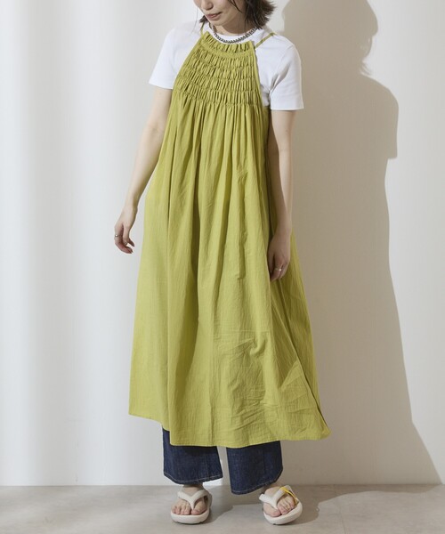 Firsthand(ファーストハンド)の「Firsthand/ファーストハンド ランニングスティッチングキャミワンピース / コットンボイルワンピース(ワンピース・レディース・ブルーグリーン/ブラック/ブルー・FREE)」の5枚目の写真