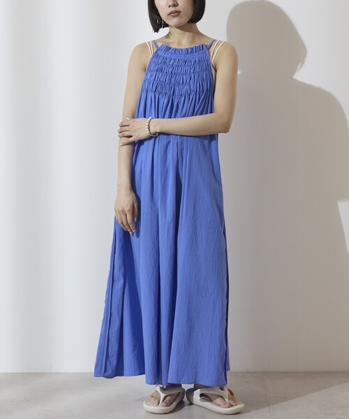Firsthand(ファーストハンド)の「Firsthand/ファーストハンド ランニングスティッチングキャミワンピース / コットンボイルワンピース(ワンピース・レディース・ブルーグリーン/ブラック/ブルー・FREE)」の6枚目の写真