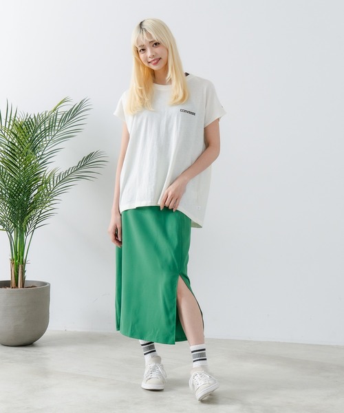 CONVERSE（コンバース）の「【CONVERSE/コンバース】ラウンドヘム フレンチスリーブ Tシャツ（Tシャツ/カットソー・レディース・オフホワイト/ブラック/サックスブルー・MEDIUM）」の17枚目の写真
