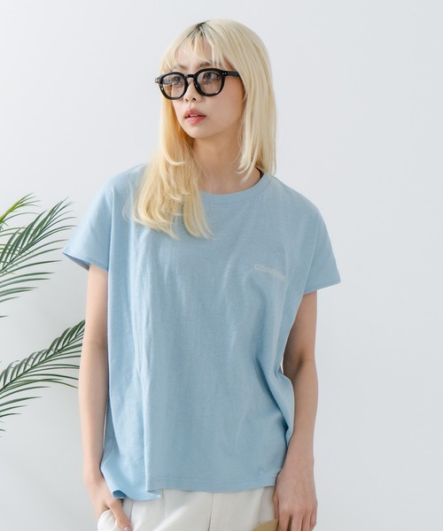 CONVERSE（コンバース）の「【CONVERSE/コンバース】ラウンドヘム フレンチスリーブ Tシャツ（Tシャツ/カットソー・レディース・オフホワイト/ブラック/サックスブルー・MEDIUM）」の11枚目の写真